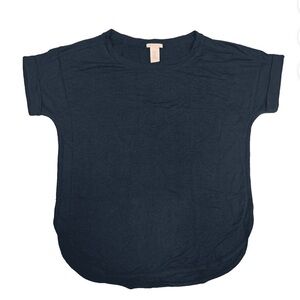 Matty M Womens French Terry Roll Cuff  Tee Top heather marine medium